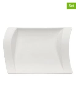 Villeroy & Boch 2er-Set: Servierplatten "NewWave" In Weiß - (L)21 X (B)15 Cm