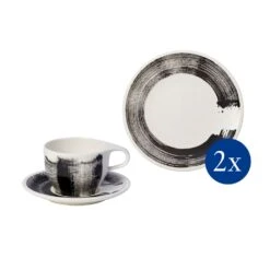 Villeroy & Boch Frühstücks-Set, 6-teilig, Für 2 Personen Coffee Passion Awake In Schwarz|weiß